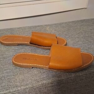 Madewell Cognac Leather Slide Sandals